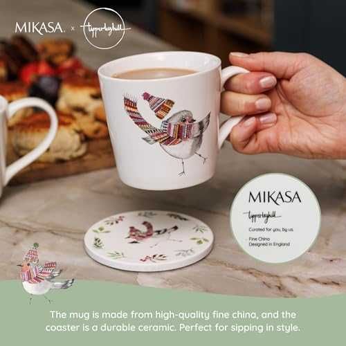 Нова Фина порцеланова чаша и подложка с празничен дизайн 380мл MIKASA