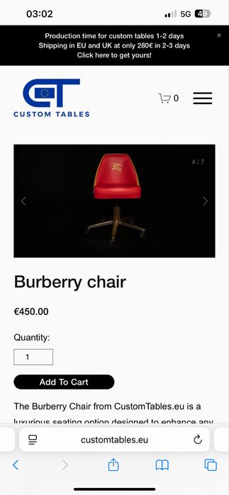 Scaune Poker Burberry customizate CustomTables.eu stoc