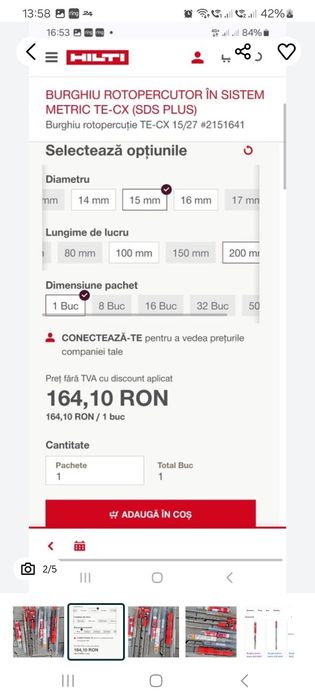 Hilti/Wliwaukee Burghie SDS-Plus /Max TE-CX
18 lungime 250 mm