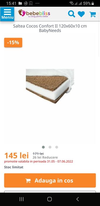 Patut copil cu bufnite si saltea + sertar