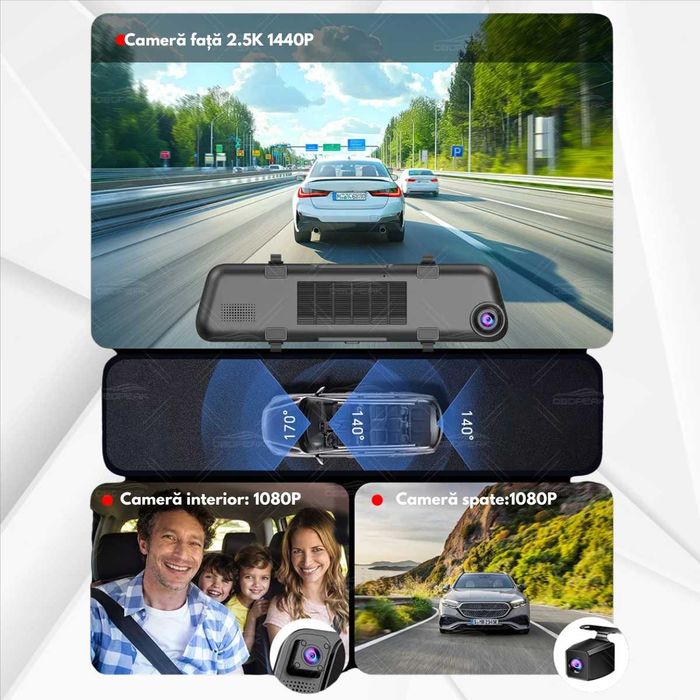 Camera de bord Auto tip Oglinda,Navigatie Auto Carplay si Android auto