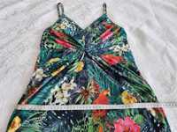 Ярка рокля с тропически цветове, размер 36/38