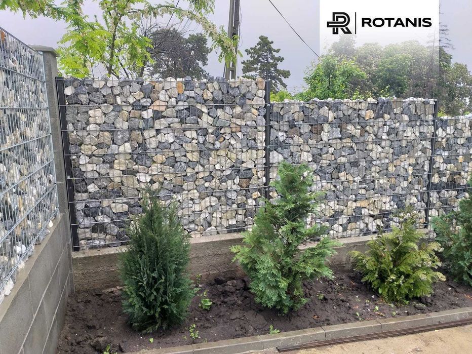 Gard din piatra tip gabion Panou zincat + Piatra Naturala