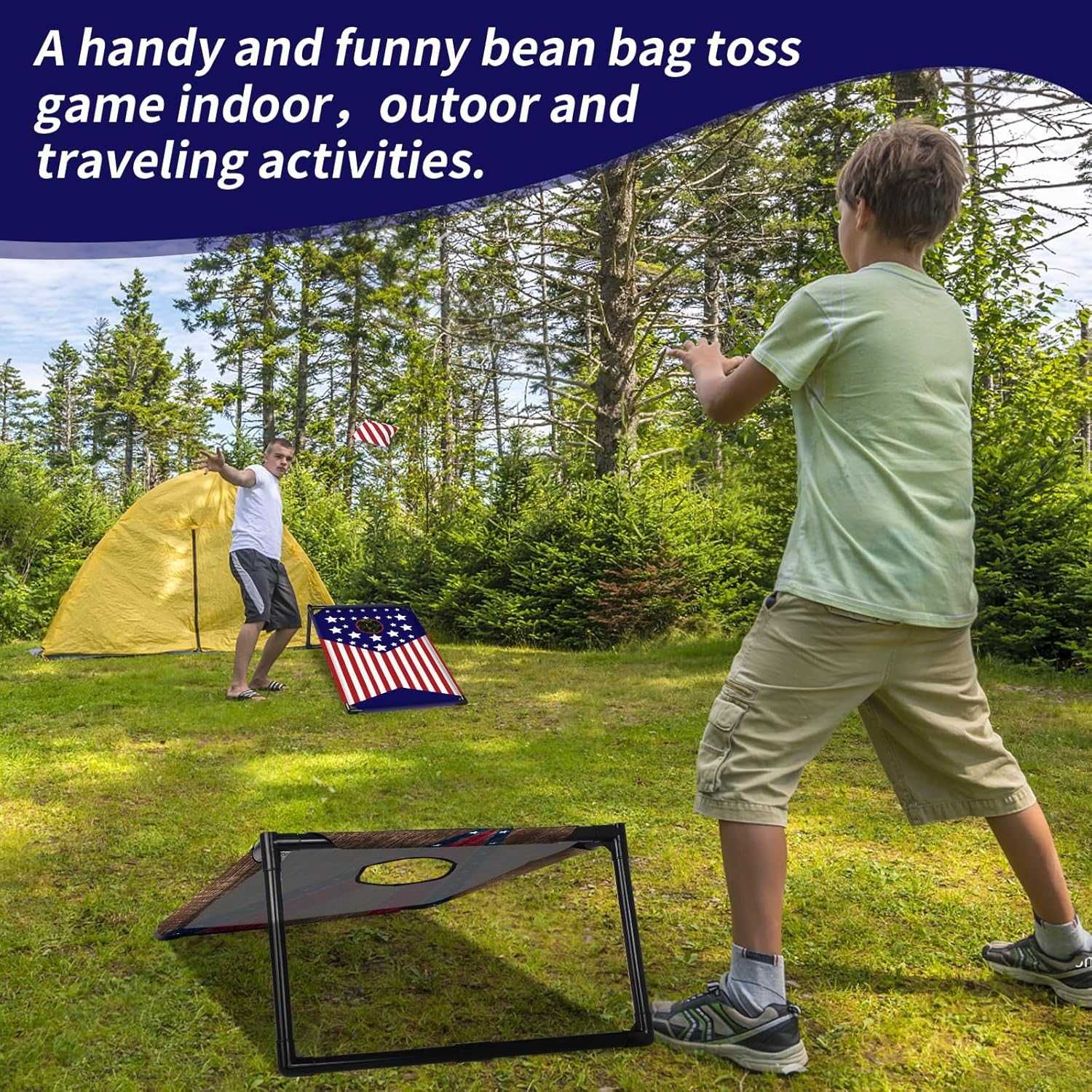 NZQXJXZ Комплект семейна игра Cornhole игра за хвърляне на торбички