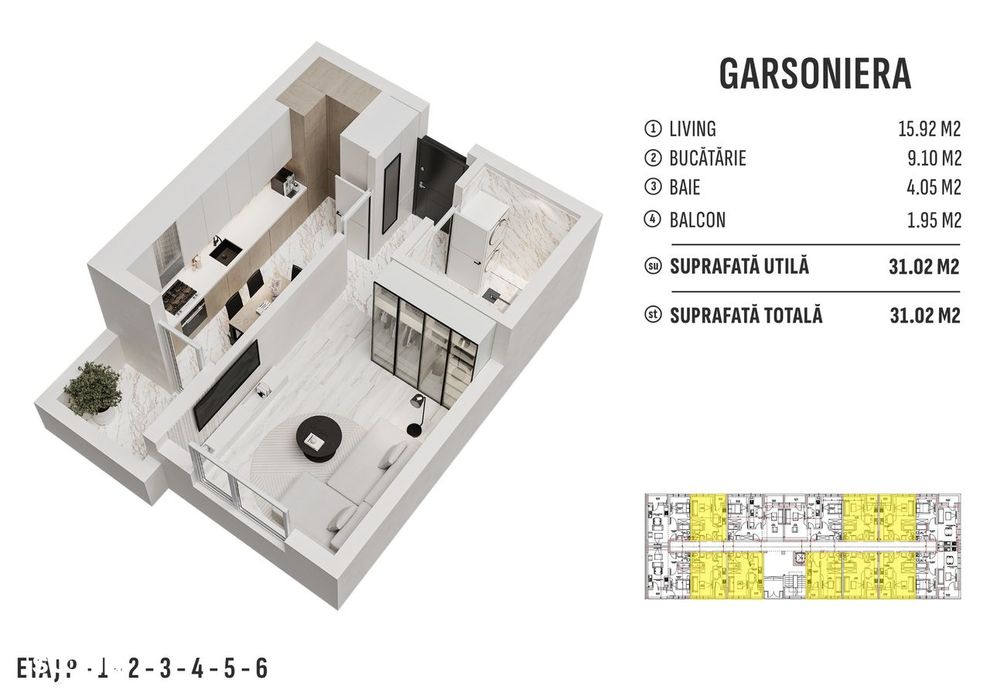 OFERTA- Garsoniera Decomandată -32 mp - Militari Residence-Comision0%