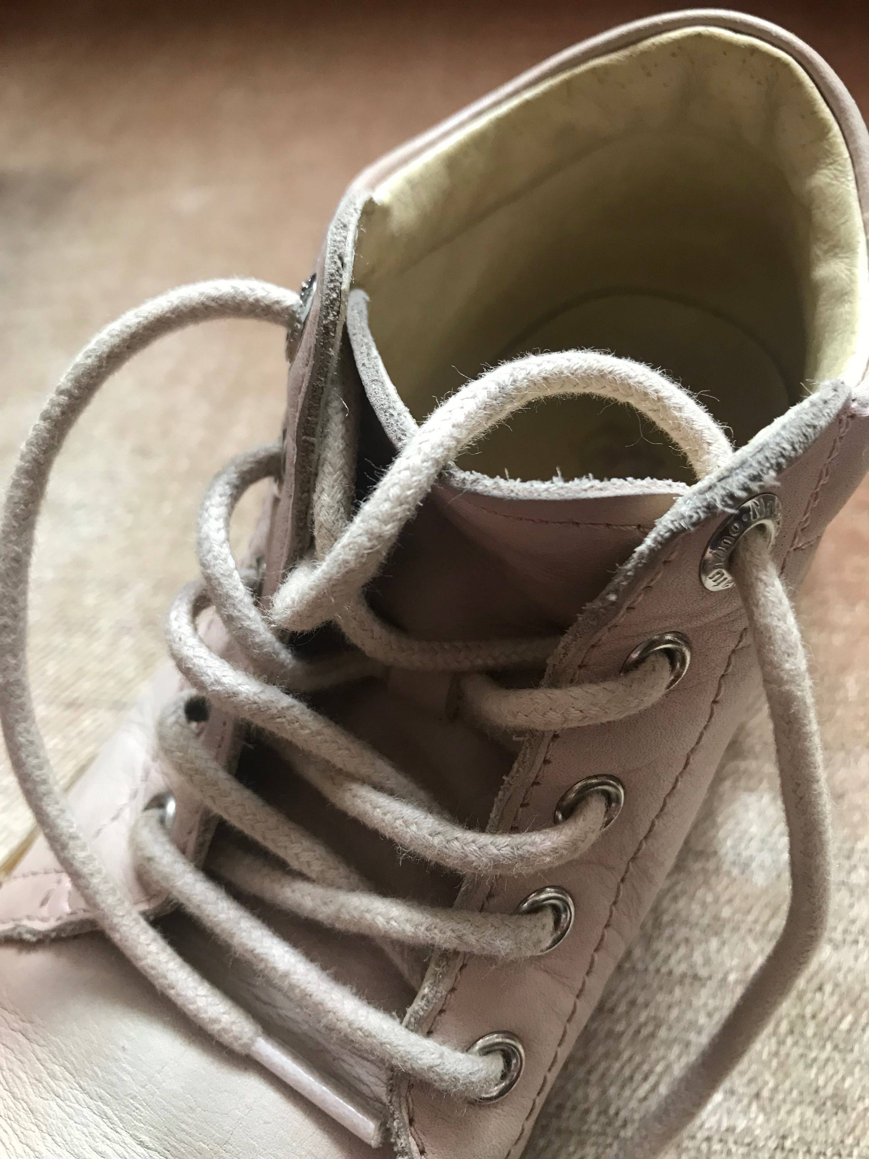 Pantofiori fetite Naturino, 26, piele si brant piele, roz prafuit