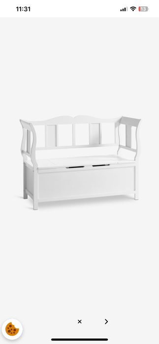 Bancă JYSK cu spațiu depozitare albă