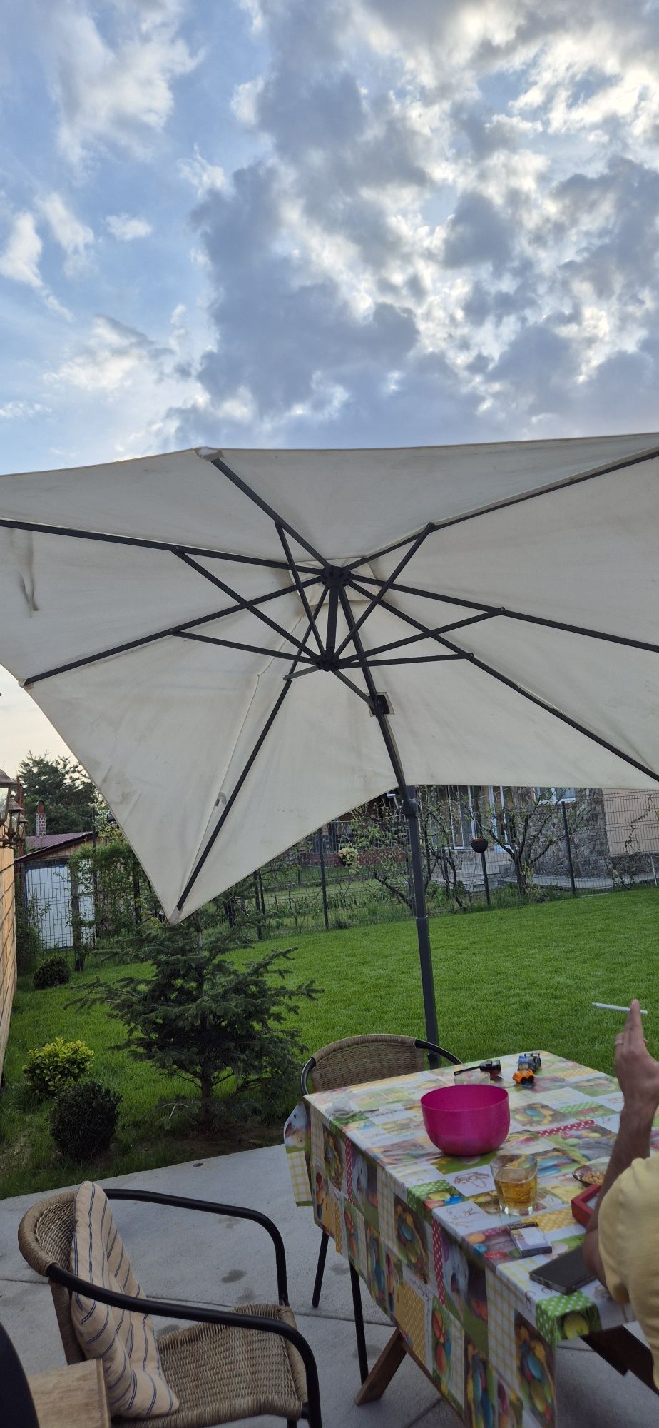 Umbrela gradina 300 diagonala, crem, impermeabila