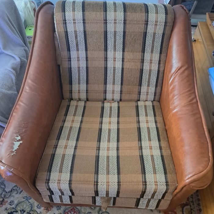 Fotoliu pat stofa si piele ecologica