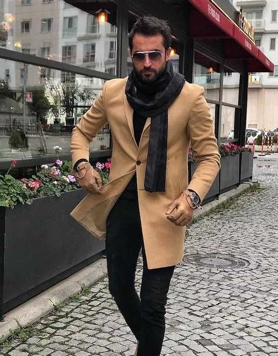 Palton slim 40 M Jack & Jones NOU lana moale premium camel