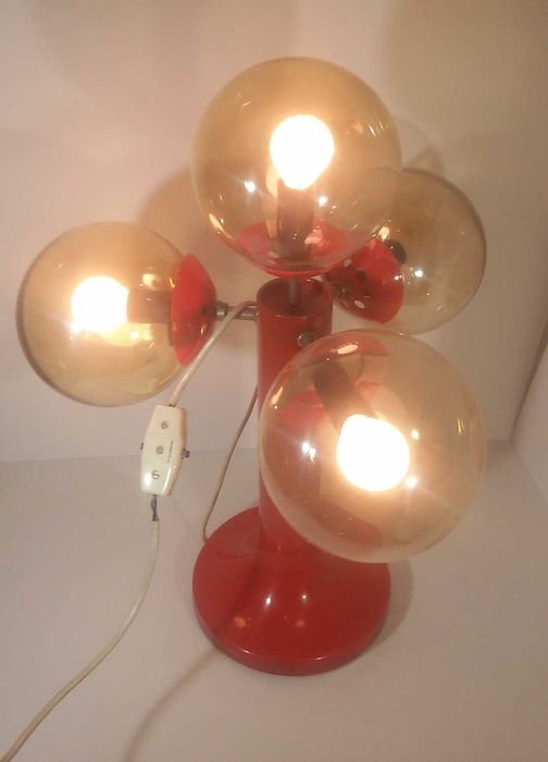 Ретро чеверна настолна лампа с 4 крушки VEB EGEM Halberstadt space age