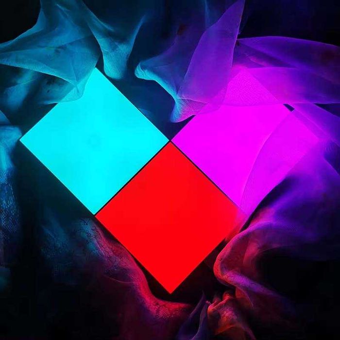 Set 6 panouri luminoase patrate, Multicolor dimabil, Actionare touch