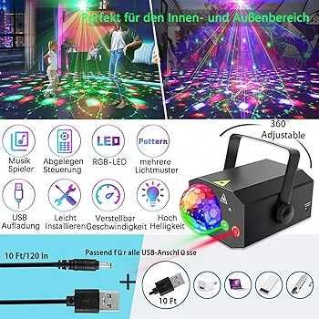 Proiector lumini RGB cu senzor de sunet (microfon)pentru club/dj/party