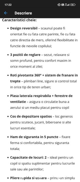 Cărucior bebe 2 in 1