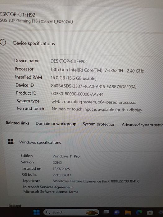 Nou cu Garanție!Asus Tuf Gaming,Ecran 144Mhz,Cpu i7,Ram ddr5,RTX 4050
