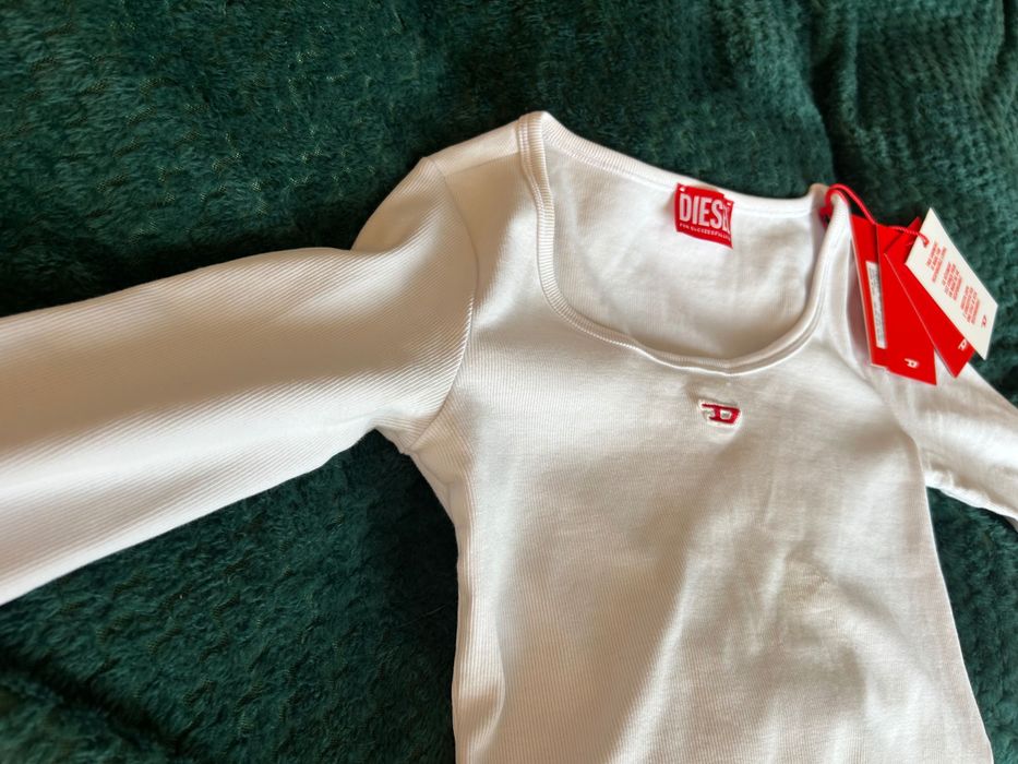 Diesel бяла блуза/топ с дълъг ръкав чисто нова, с етикет