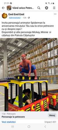 Spiderman și alte personaje disney la petrecerea copilului