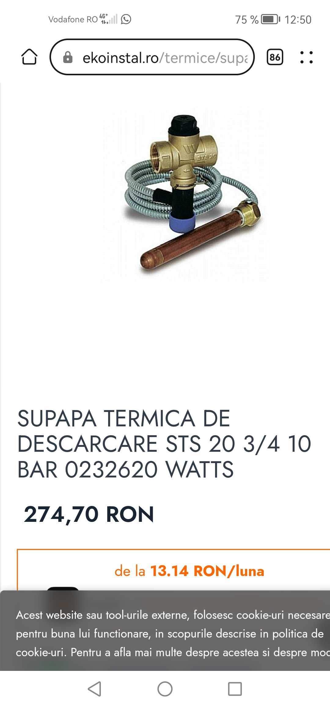 Supapa termica de descarcare