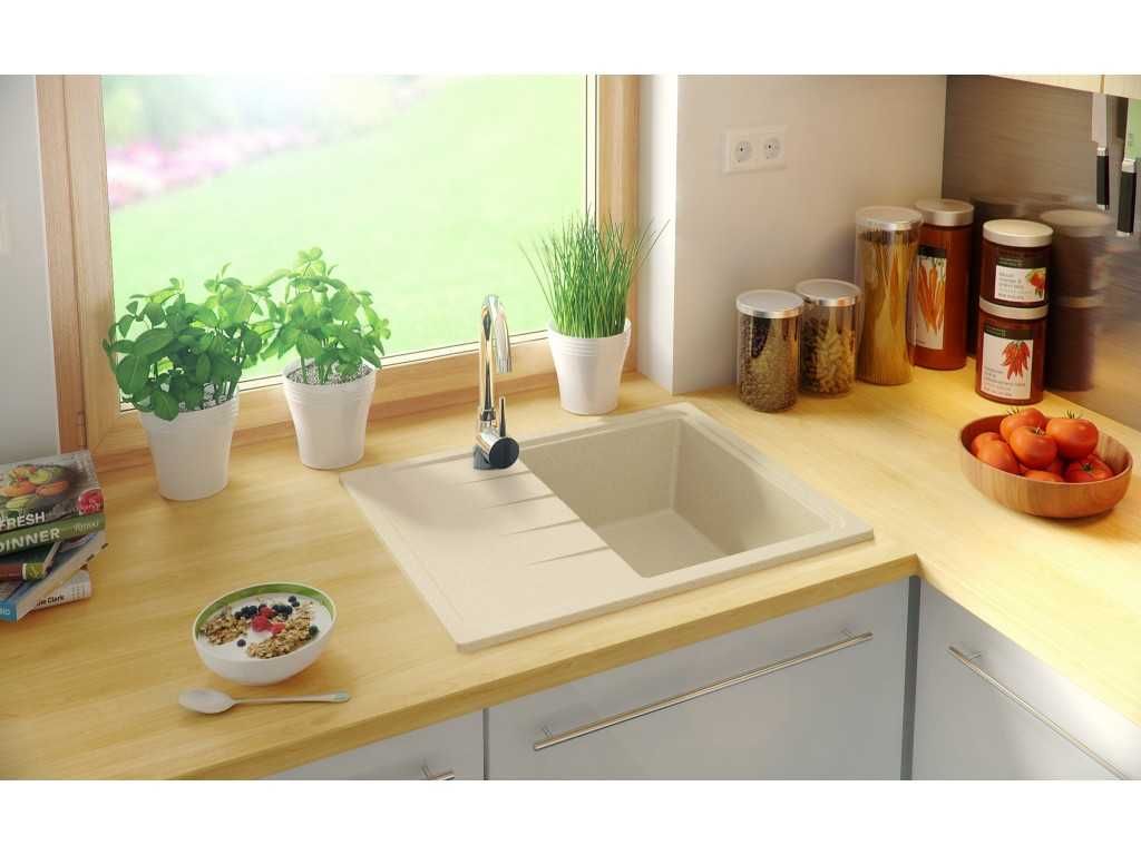 Кухненска мивка от Гранит модел Милано 620 x 500 mm бежов