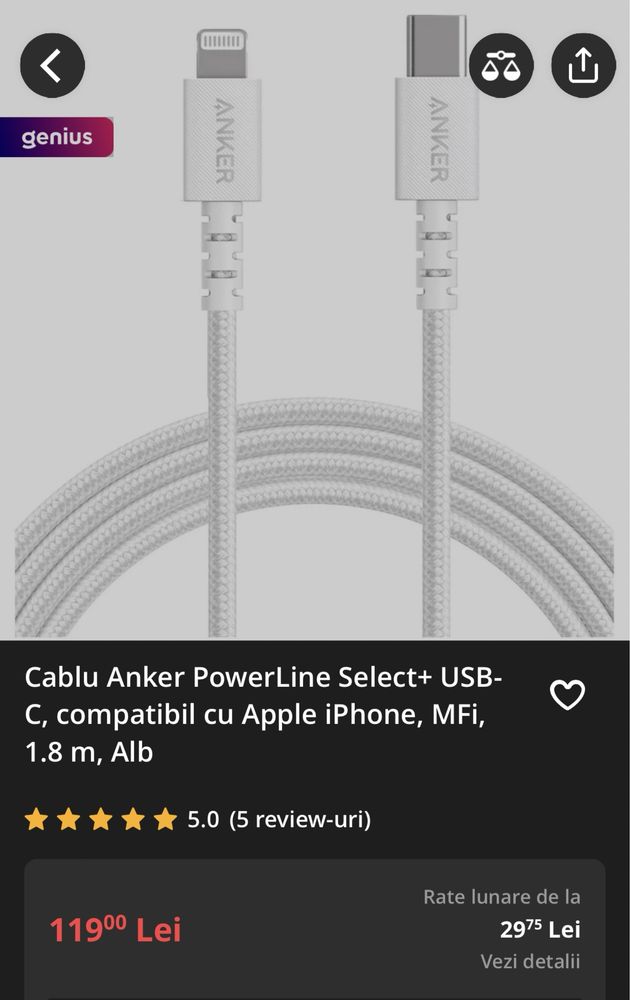 Cablu lightning ANKER