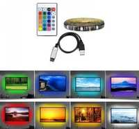 Kit TV banda led strip 3 metri USB RGB 16 culori telecomanda