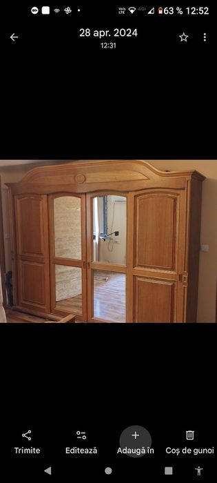 Vand dormitor stejar , pat 1,8x2m, dulap 4 usi, 2 noptiere, 1 comoda