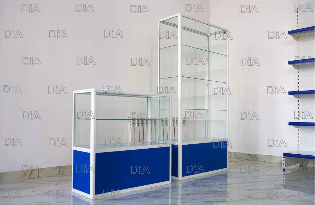 Стеклянные витрины, разнообразный дизайн, конфигурация, размеры shvi