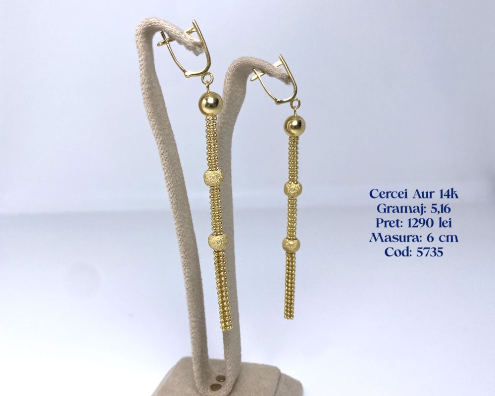 (5735) Cercei Aur 14k 5,16g FB Bijoux Euro Gold Galati 280 lei gr