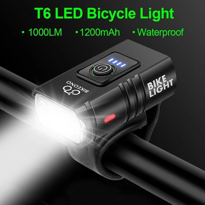 Lumina bicicleta far puternic pe led 1000 lumeni acumulator 1200 Mah