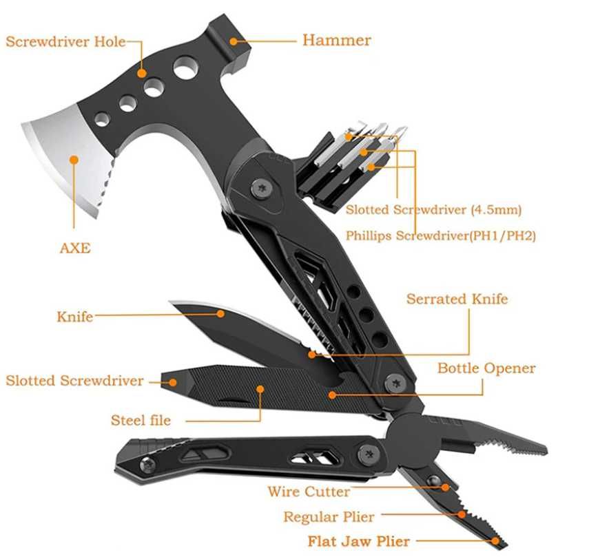 Мультитул топор, нож, молоток, отвертка