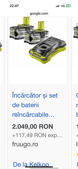 Ryobi-Set 2 acumulatori 5Ah+ incarcator  super charger