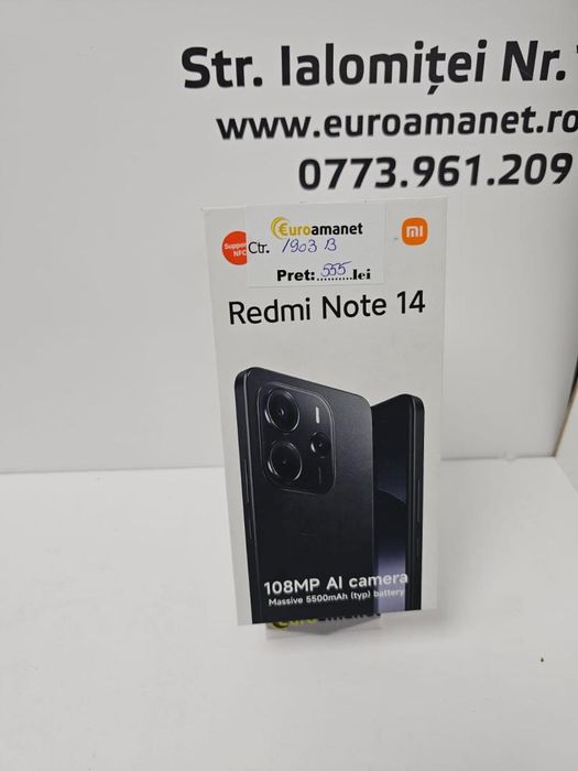 Telefon mobil Xiaomi Redmi Note 14, 6GB RAM, 128GB, Midnight -B-