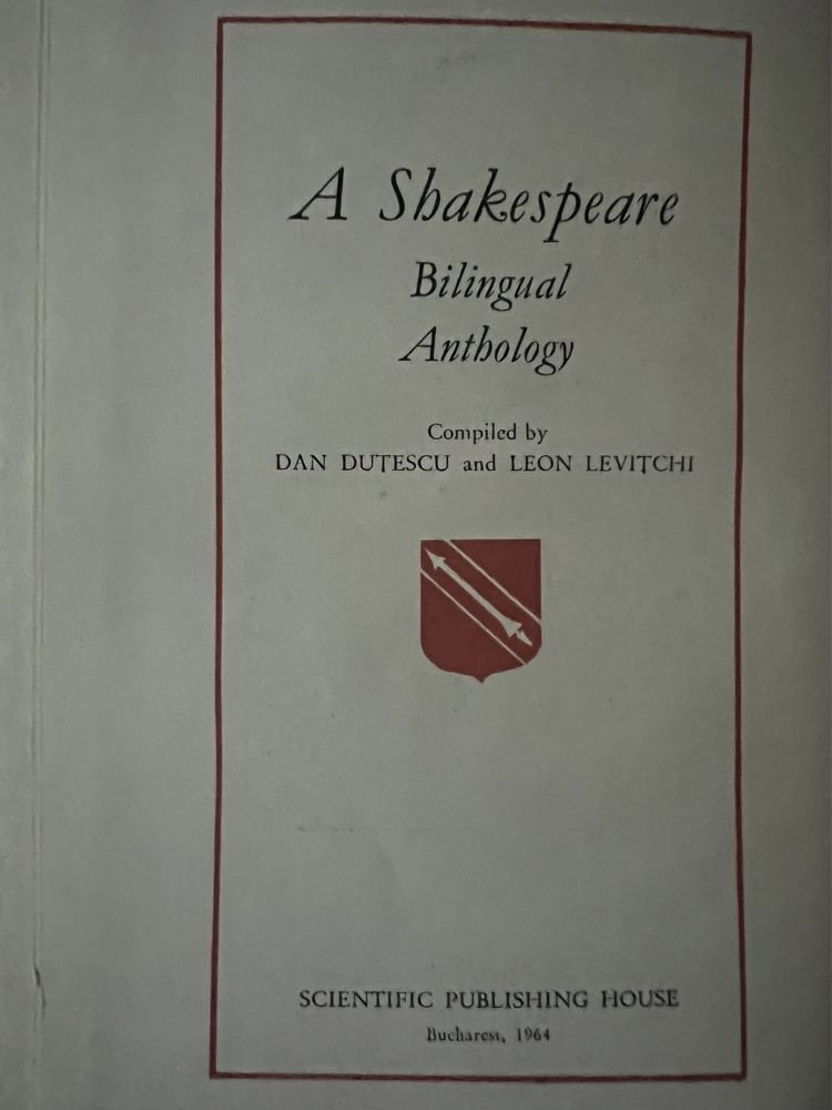 Vând Shakespeare antologie bilingvă - 1964