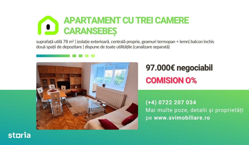 Comision 0 - Apartament cu 3 camere central – str. Racoviței