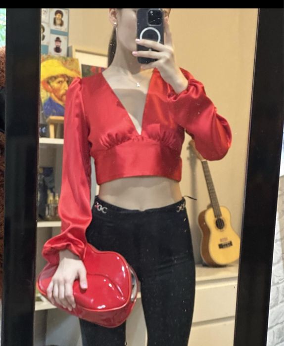 Кофта красная праздничная hand made