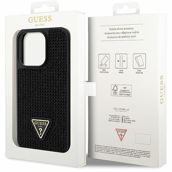 Оригинален кейс guess rhinestone triangle за iphone 14 pro black