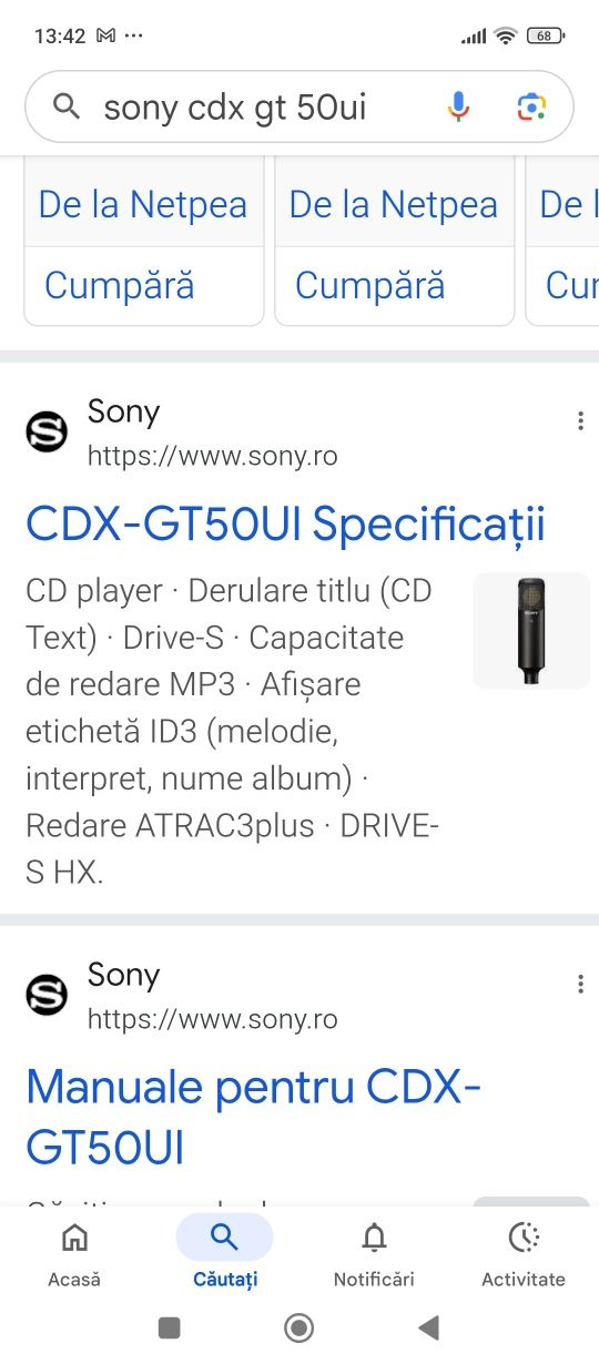 Radio cd auto Sony