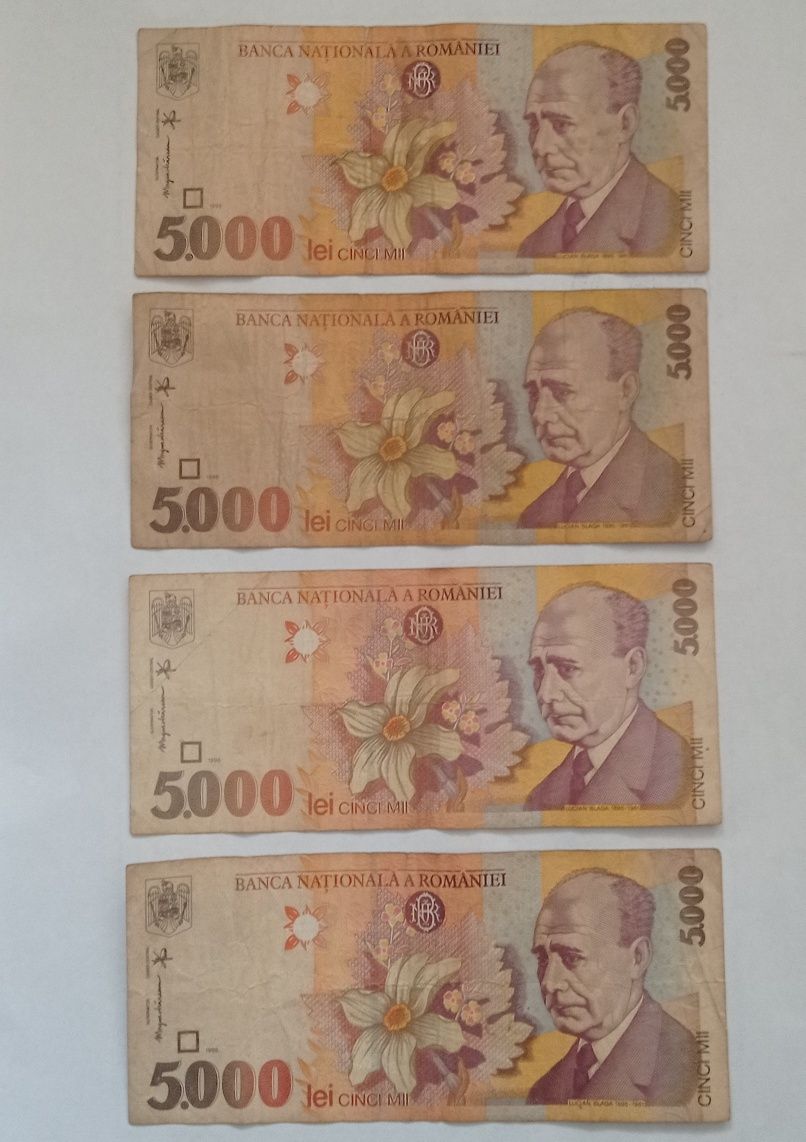 Vând bancnote de 5000 lei 1998 Lucian Blaga