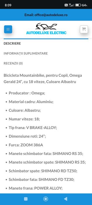 Bicicletă copiii OMEGA