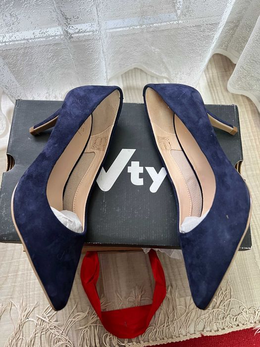 Pantofi eleganți John Lewis – piele întoarsă bleumarin (36)