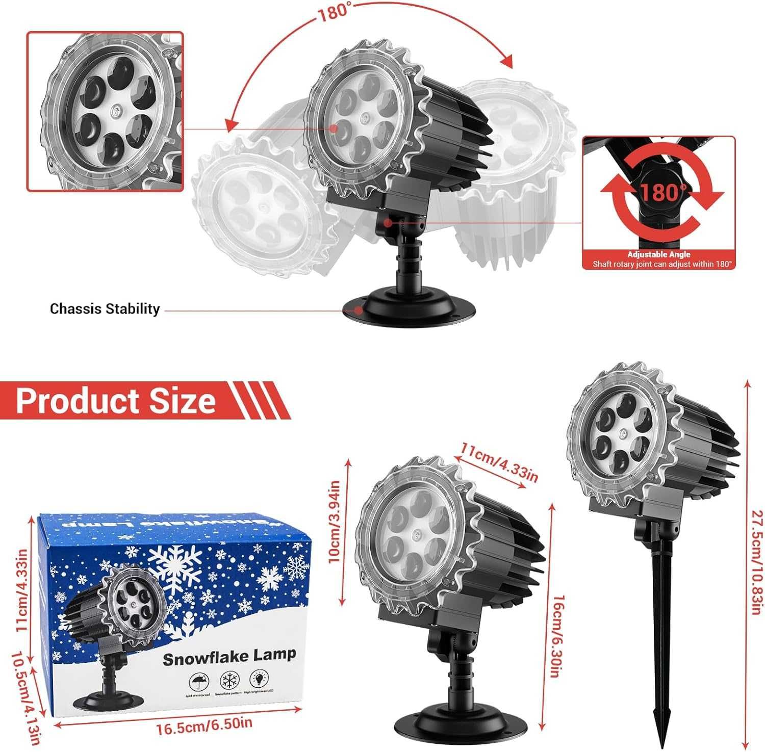 LED прожектор на снежинки Snowflake Lamp коледна светлина декорация