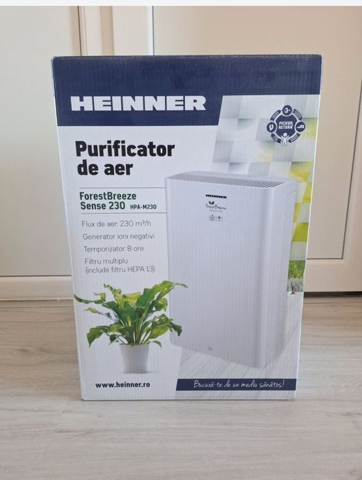 NOU Purificator Aer Heinner 230 m3/h, Mod Silentios, Filtru Carbon