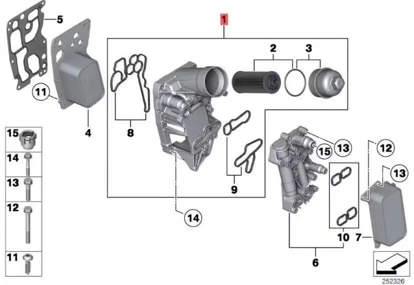 Корпус на масления филтър с охладители за BMW 1, 3, 4, 5, X1, X3, X5