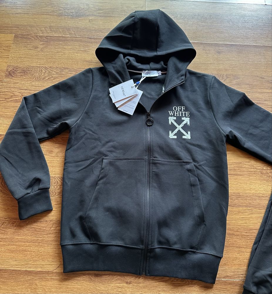 Мъжки,памучен,черен екип OFF White с голяма щампа на гърба
