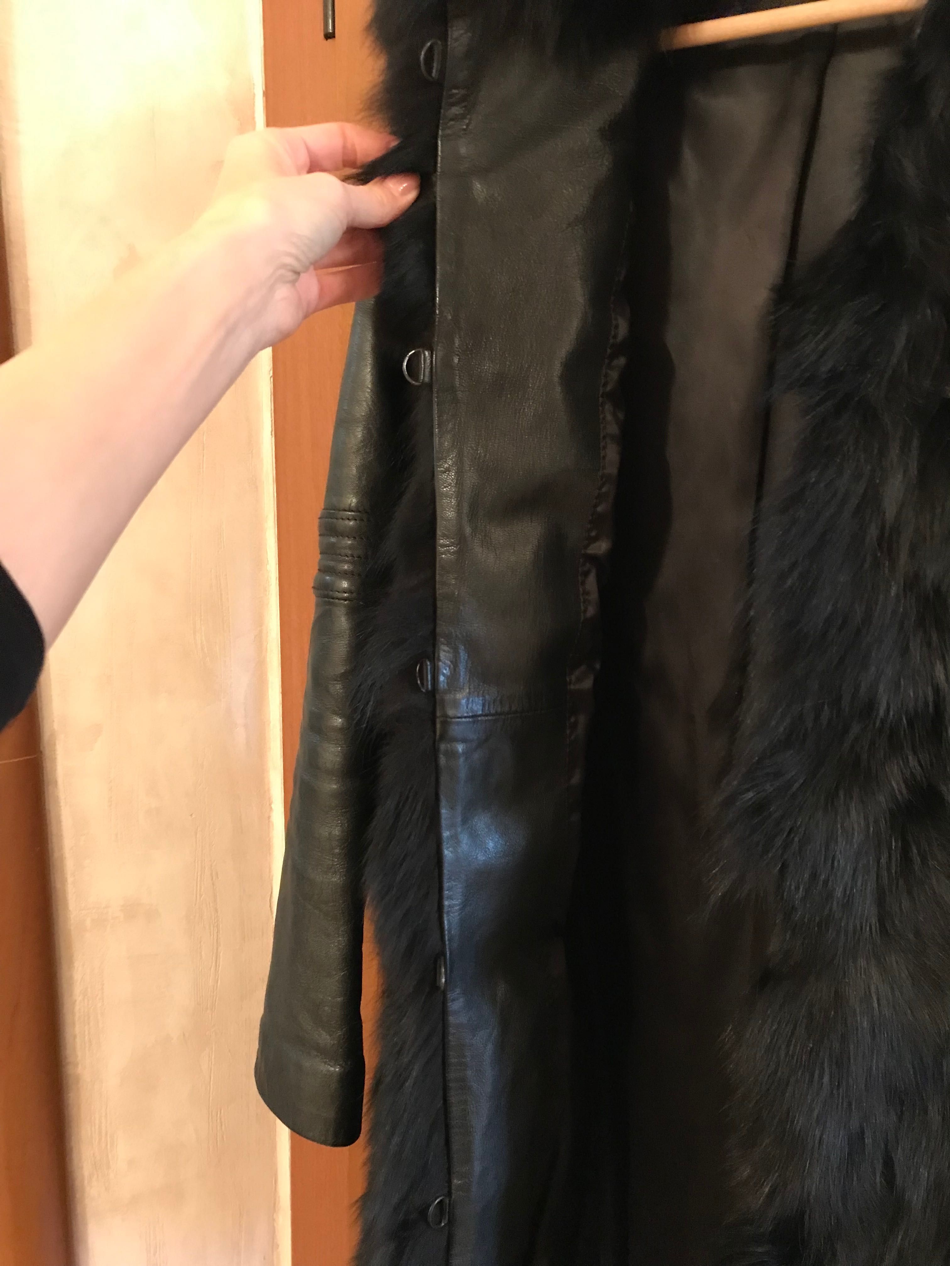 Черно кожено палто ROCKEDS