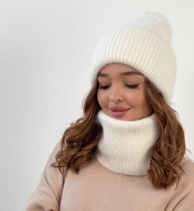 Шапка ангора белая