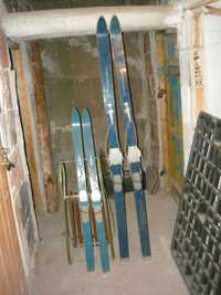 Ретро  антични дървени ски - Подарък шейна