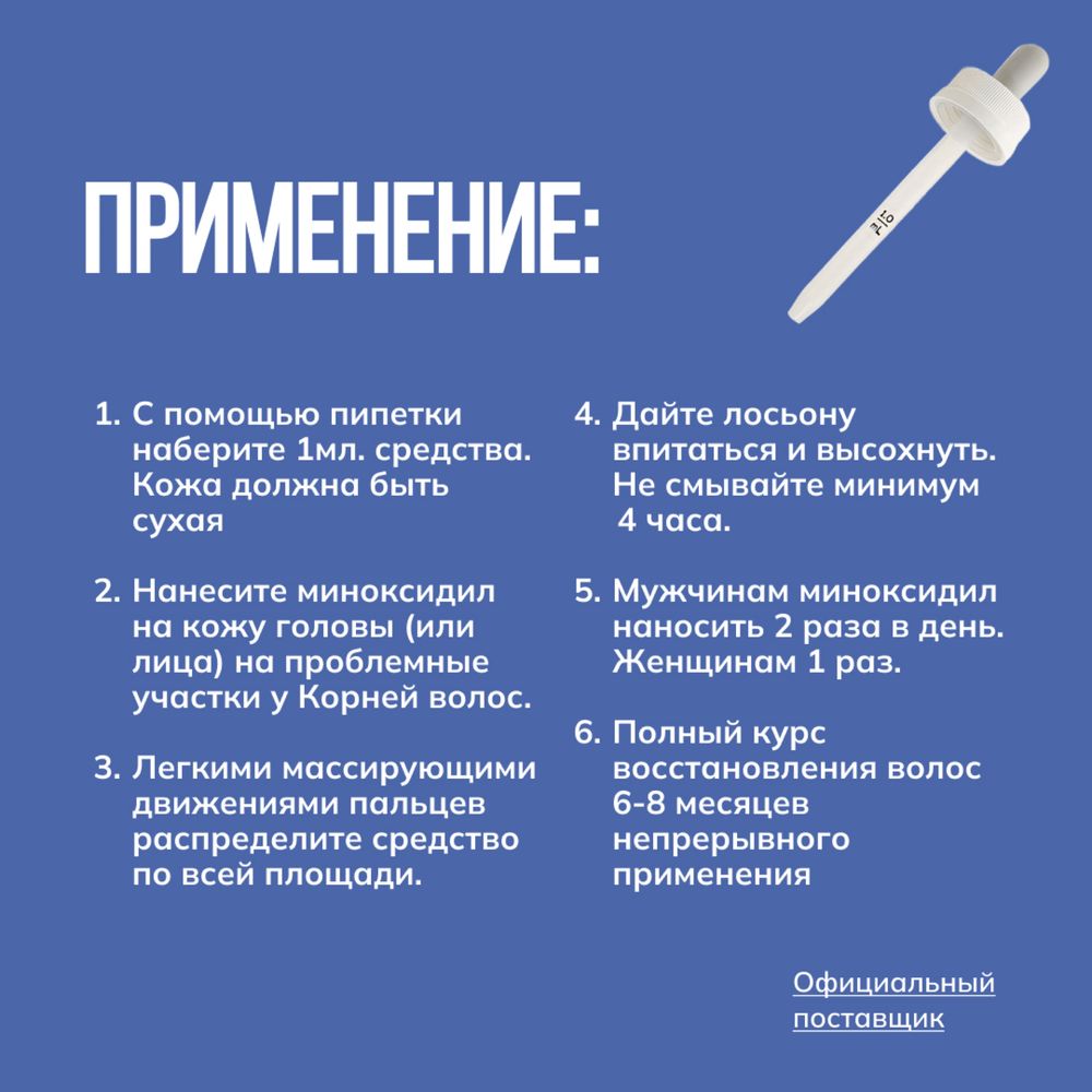 Курс на 4 месяцев для роста бороды и волос. Миноксидил 12%