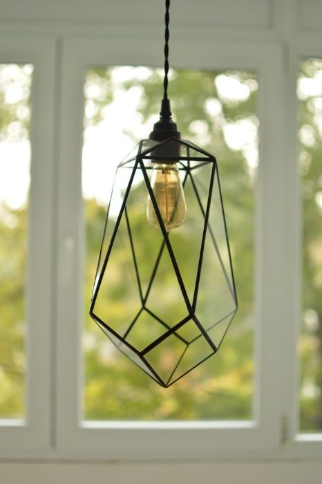 Lampa suspendata geometrica, lustra, candelabru din sticla,   - 3.