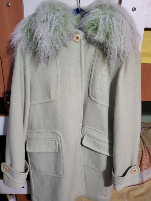 Дамско елегантно дамско палто в резеда